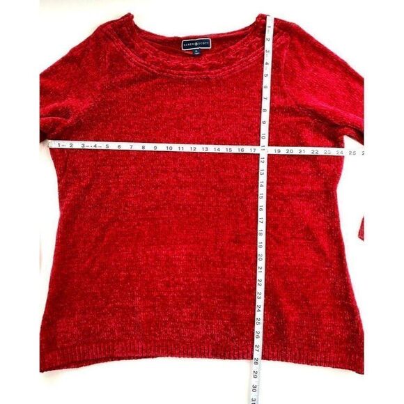 Karen Scott Sweater Top 1X Plus Red Soft Chenille - Picture 2 of 7
